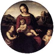 RAFFAELLO Sanzio Maria mit Christuskind und zwei Heiligen, Tondo oil painting artist